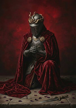 Knight in Armor with Red Cape