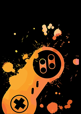 Gaming Controller with Orange Splatter