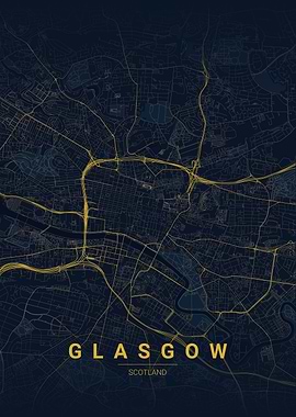 Glasgow Scotland Map Art