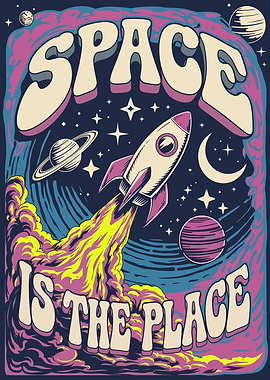 Retro Space Rocket Poster