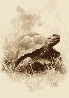 Tortoise in Tall Grass