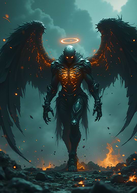 Demonic Angel with Fiery Wings