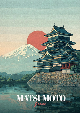 Matsumoto Castle and Mount Fuji