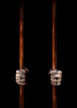 Hands gripping prison bars