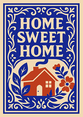 Home Sweet Home House and Flowers