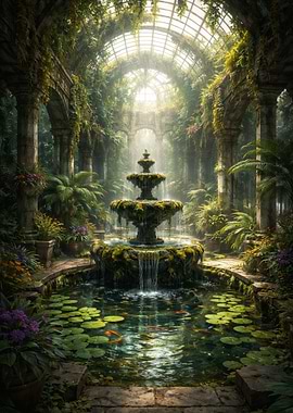 Greenhouse Fountain Garden