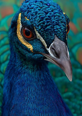 Close-up of a Peacock's Head