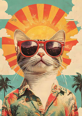 Cool Cat in Sunglasses on Vacation