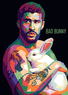 Bad Bunny with Rabbit Pop Art