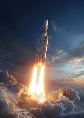 Rocket Launch into Dramatic Sky