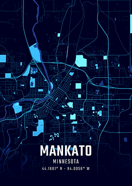 Mankato Minnesota Midnight City Map