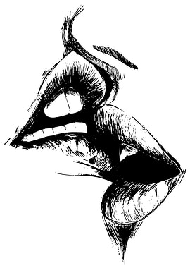 Black and White Sketch of Lips