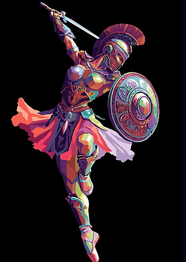 Warrior Woman in Pop Art Style