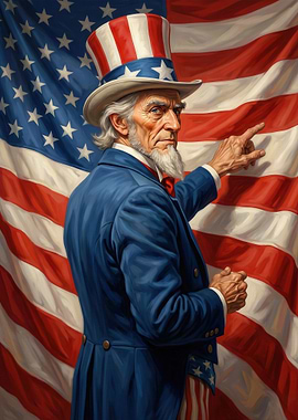 Uncle Sam pointing with American flag