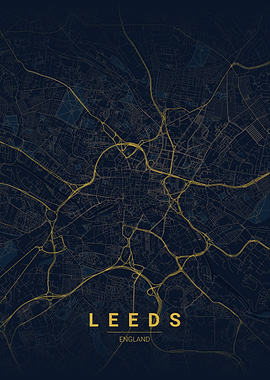 Leeds England Map Art