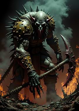 Fearsome Orc Warrior with Scythe