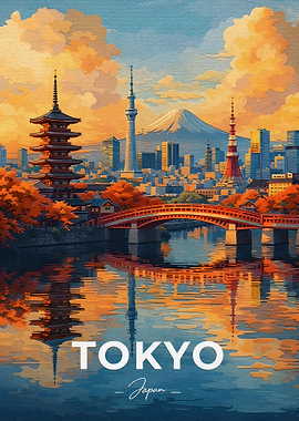 Tokyo Cityscape with Mount Fuji