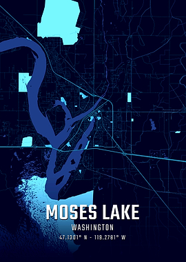 Moses Lake Washington Midnight City Map