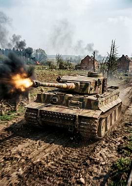 Tiger Tank Firing in Battle