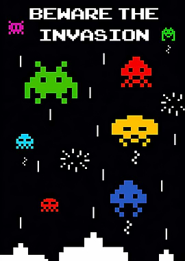 Space Invaders Retro Gaming Poster