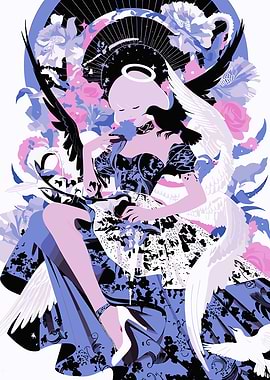 Angel with Birds and Flowers