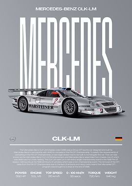 Mercedes-Benz CLK-LM Race Car Poster