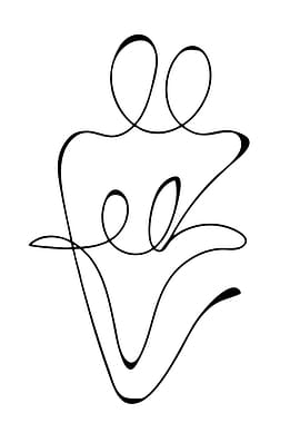 Abstract couple embracing line art