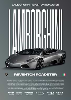Lamborghini Reventón Roadster Car Poster