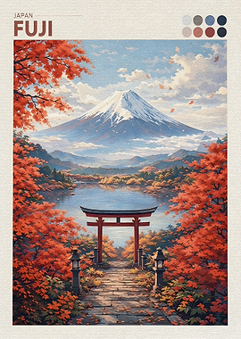 Mount Fuji Autumn Torii Gate