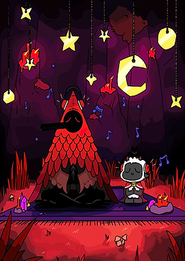 Cult of the Lamb characters meditating