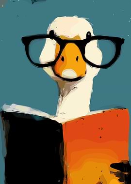 Geeky Duck Reading a Book