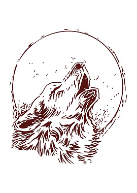 Wolf howling at the moon