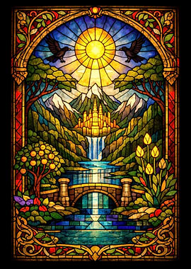 Stained Glass Fantasy Landscape