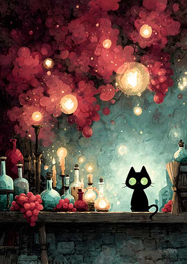 Black Cat in a Potion Shop