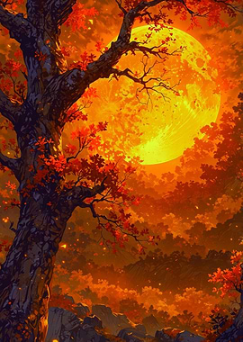 Autumn Moonlit Forest