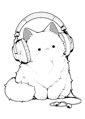 Cute Cat Wearing Headphones