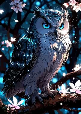 Enchanting Owl with Blue Eyes