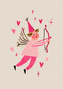 Cute Cupid with Bow and Arrow