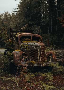 Abandoned Rusty Truck in Forest