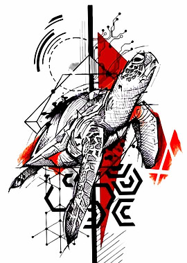 Geometric Turtle Abstract Art