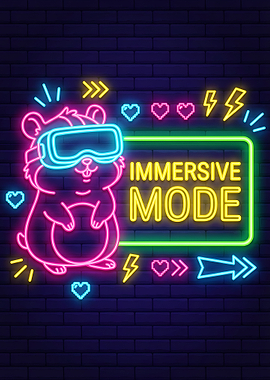 Cute Hamster in VR Headset Neon Sign