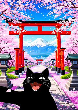 Black Cat at Fushimi Inari Shrine