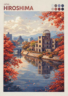 Hiroshima Atomic Bomb Dome in Autumn