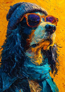Cool Dog Wearing Sunglasses Painting