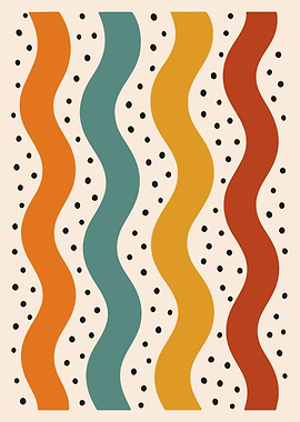 Abstract Wavy Lines with Dots
