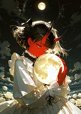 Oni Girl Holding Moon