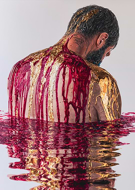 Man Gold Red Liquid Back