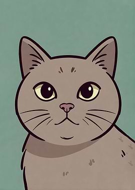 Cute Cartoon Cat Portrait