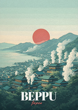 Beppu Japan Vintage Poster