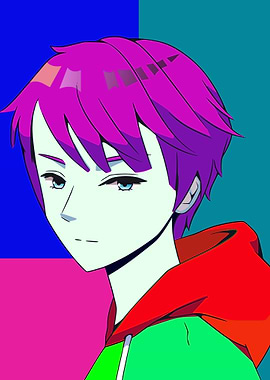 Boys With Hoodie Anime Colorful Style Art